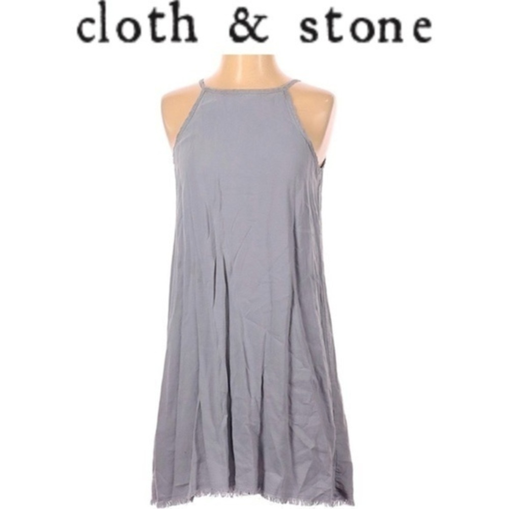 Cloth & Stone Gray Frayed Hem Mini Dress Small NWOT